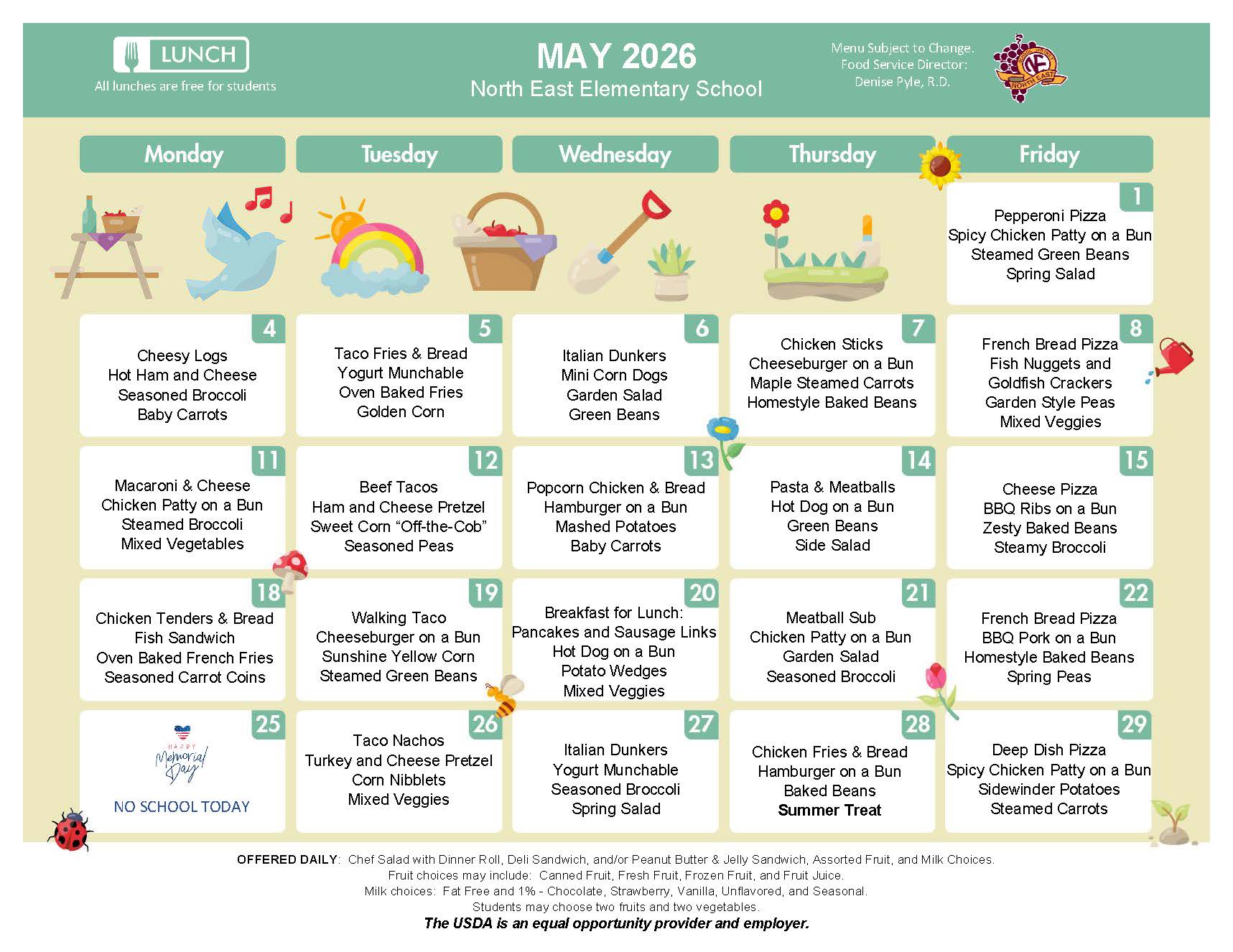 NEES May Lunch Menu